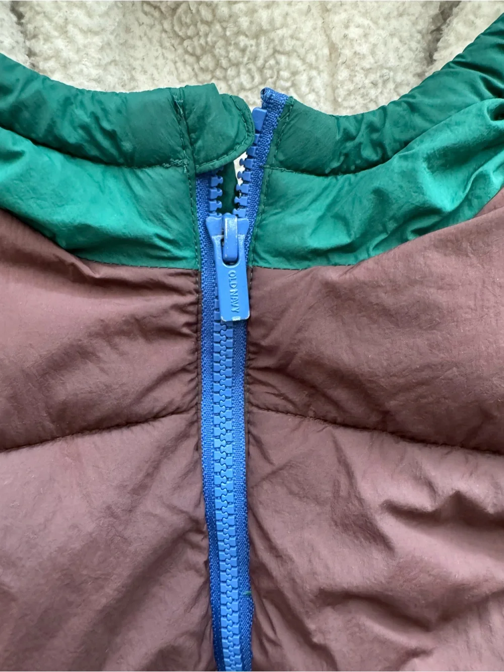 Old Navy Coat Sherpa Fleece Lined Puffer Colorblock